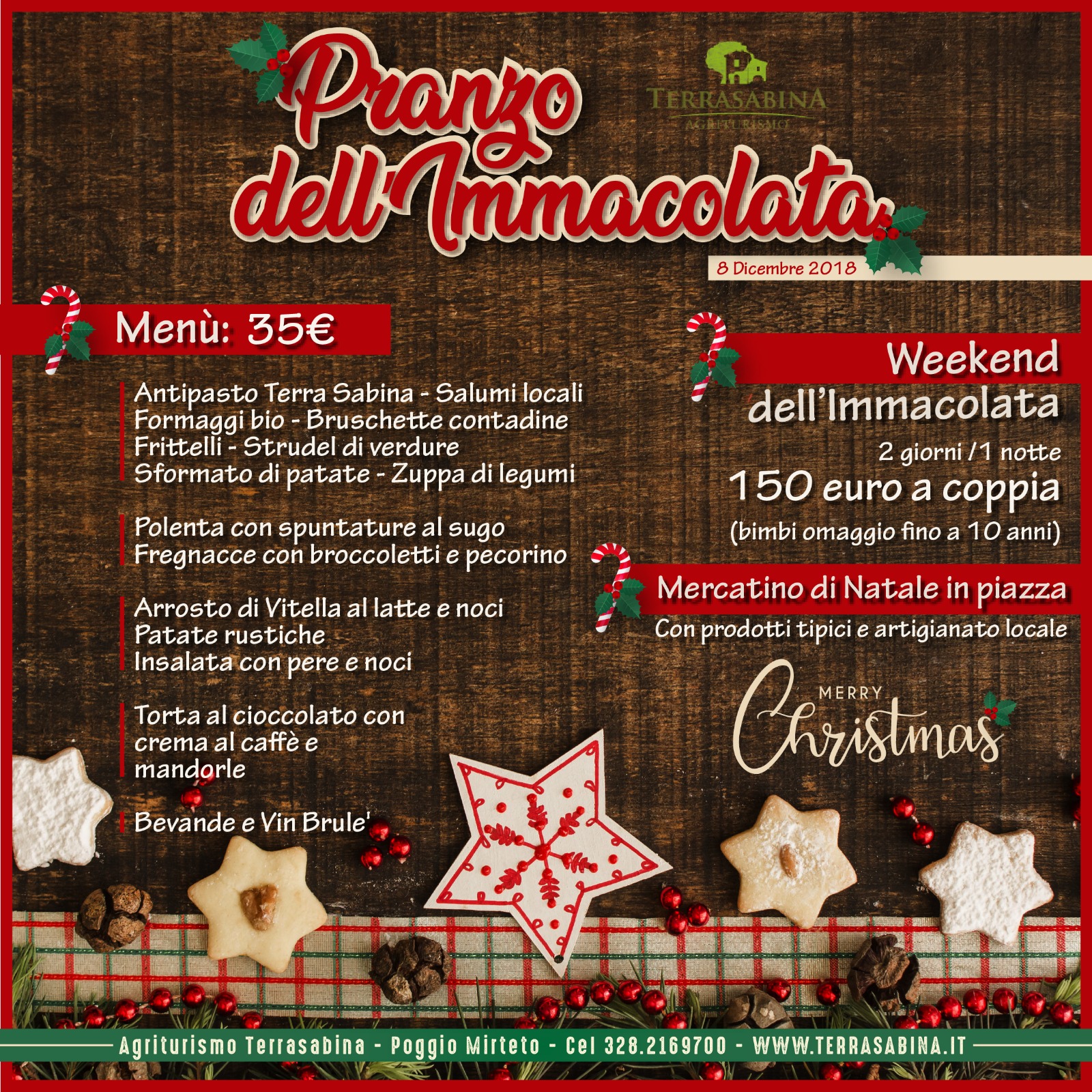 PRANZO 8 Dicembre a Terra Sabina + SOGGIORNO PONTE DELL'IMMACOLATA